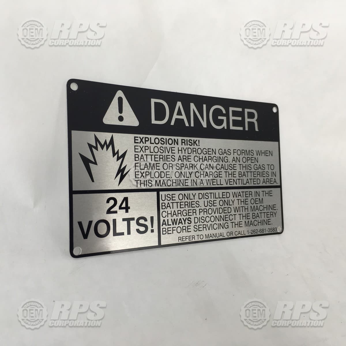 253-7290 - Battery Warning Plate, 24V 