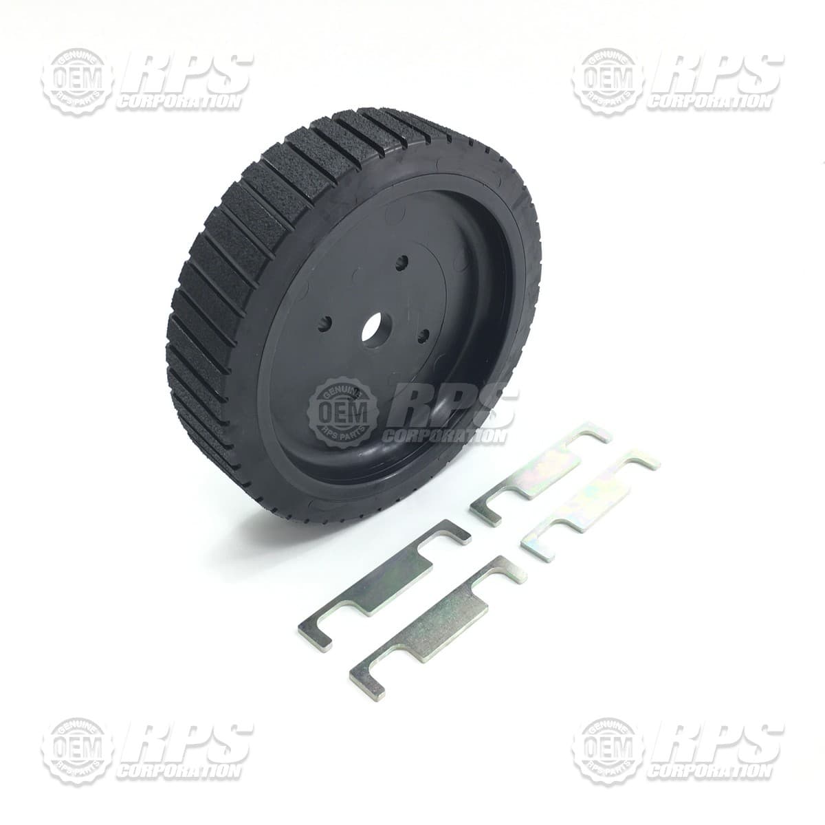 170-6198 - Tire, Black, Poly, 8" OD x 2" W W/Treads and Shims For Transaxle