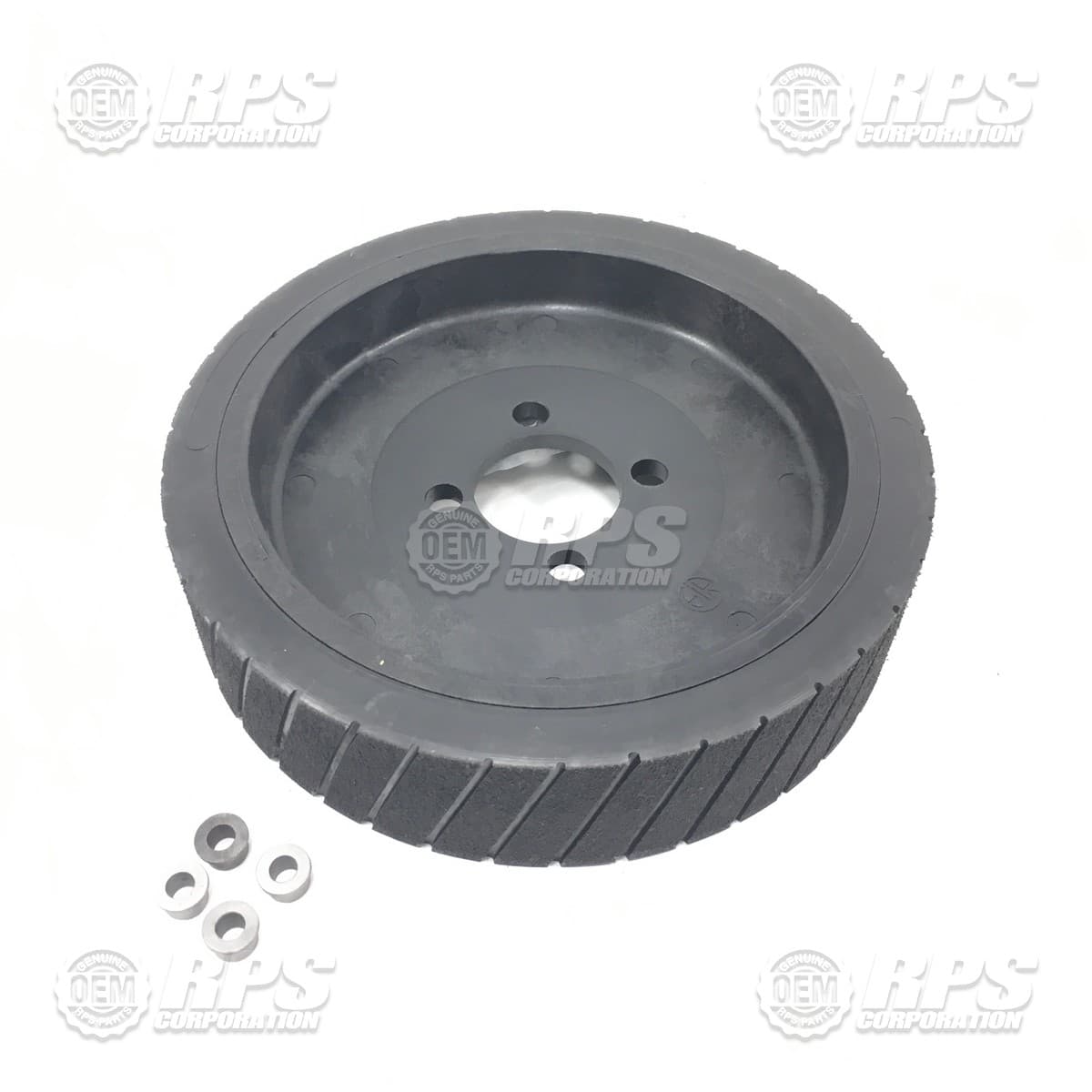 175-6198D - Wheel Assembly,Black,Poly,10" Plastic Hub, Grooved, W/Bushings
