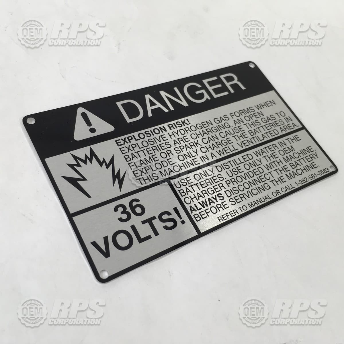 250-7290 - Battery Warning Plate, 36V